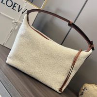 Loewe Medium Cubi Bag In Anagram Jacquard and Calfskin White/Brown