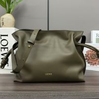 Loewe Medium Flamenco Clutch In Nappa Calfskin Olive