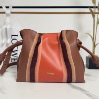 Loewe Medium Flamenco Landscape Clutch In Nappa Calfskin Brown