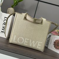 Loewe Medium LOEWE Font Tote In Canvas Grey