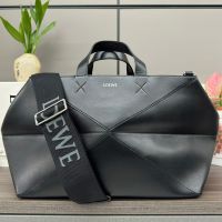 Loewe Medium Puzzle Fold Duffle In Shiny Calfskin Black