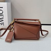 Loewe Mini Featherlight Puzzle Bag In Nappa Lambskin Brown