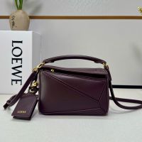 Loewe Mini Featherlight Puzzle Bag In Nappa Lambskin Burgundy