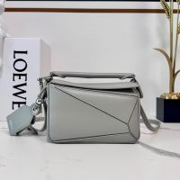 Loewe Mini Featherlight Puzzle Bag In Nappa Lambskin Grey