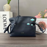 Loewe Mini Flamenco Clutch In Clouds Motif Nappa Calfskin Navy Blue