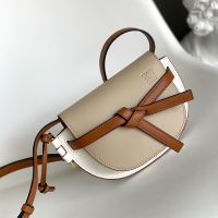 Loewe Mini Gate Dual Bag In Soft Calfskin Grey/White