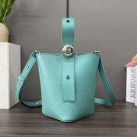 Loewe Mini Pebble Bucket Bag In Smooth Calfskin Sky Blue