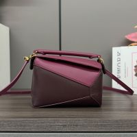 Loewe Mini Puzzle Edge Bag In Classic Calfskin Burgundy/Crimson