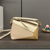 Loewe Mini Puzzle Edge Bag In Multicolor Calfskin Beige/Apricot/Camel
