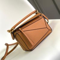 Loewe Mini Puzzle Bag In Soft Grained Calfskin Brown