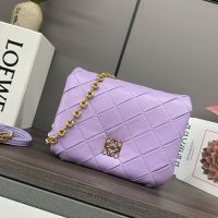 Loewe Puffer Goya In Pleated Shiny Nappa Lambskin Purple