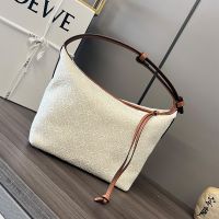 Loewe Small Cubi Bag In Anagram Jacquard and Calfskin White/Brown