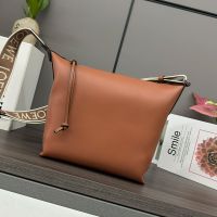 Loewe Small Cubi Crossbody Bag with Jacquard Strap In Supple Smooth Calfskin Brown