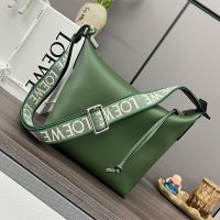 Loewe Small Cubi Crossbody Bag with Jacquard Strap In Supple Smooth Calfskin Green