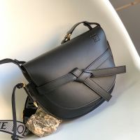 Loewe Small Gate Dual Bag with Jacquard Strap In Soft Calfskin Black
