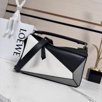 Loewe Small Puzzle Bag In Nappa Calfskin Black/White/Grey