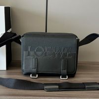 Loewe XS Military Messenger Bag with LOEWE Signature In Canvas and Calfskin Black