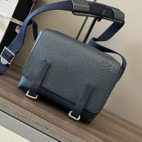 Loewe XS Military Messenger Bag In Soft Grained Calfskin Navy Blue