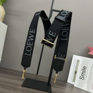 Loewe Logo Strap In Jacquard And Calfskin Black