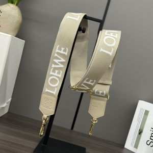 Loewe Logo Strap In Jacquard And Calfskin Khaki