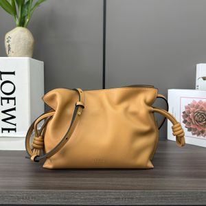 Loewe Mini Flamenco Clutch In Nappa Calfskin Brown