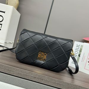 Loewe Mini Puffer Goya In Pleated Shiny Nappa Lambskin Black