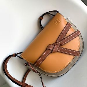Loewe Small Gate Bag In Soft Calfskin Brown/Grey