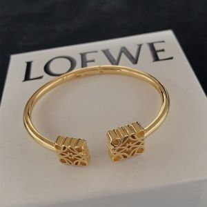 Loewe Anagram Cuff Bracelet In Metal Gold