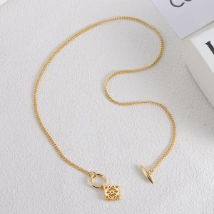 Loewe Anagram Pendant Necklace In Metal Gold