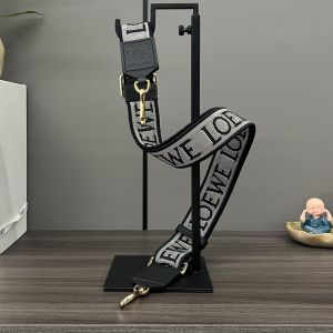 Loewe Anagram Strap In Jacquard And Calfskin Grey/Black