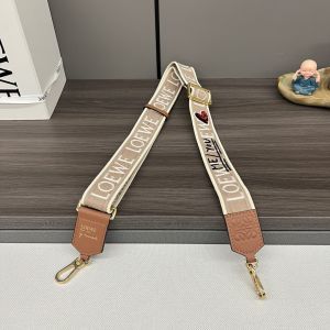 Loewe Anagram Strap with Love Motif In Jacquard And Calfskin Khaki/Brown