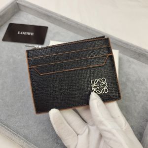 Loewe Anagram Square Zip Cardholder In Pebble Calfskin Black