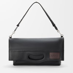 Loewe Bob Folded Tote In Shiny Supple Calfskin Black