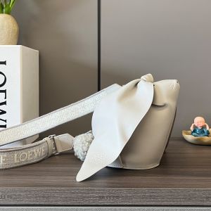 Loewe Bunny Bag with Jacquard Strap In Nappa Calfskin Grey