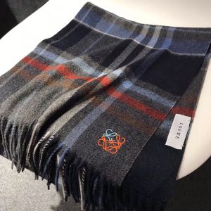 Loewe Classic Check Cashmere Scarf In Grey