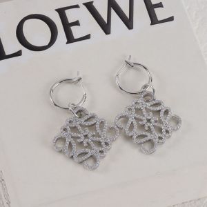 Loewe Crystal Anagram Hoop Earrings In Metal Silver