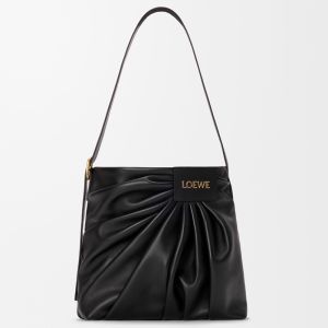 Loewe Draped Tote In Mellow Nappa Lambskin Black
