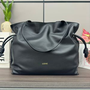 Loewe Large Flamenco Clutch In Nappa Calfskin Black
