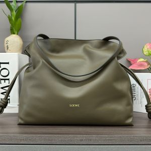 Loewe Large Flamenco Clutch In Nappa Calfskin Olive