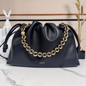 Loewe Large Flamenco Purse In Mellow Nappa Lambskin Black/Gold