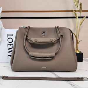 Loewe Large Madrid Bag In Supple Grained Calfskin Taupe