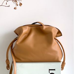 Loewe Medium Flamenco Anagram Clutch In Nappa Calfskin Brown