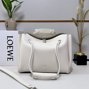 Loewe Medium Madrid Bag In Supple Grained Calfskin White