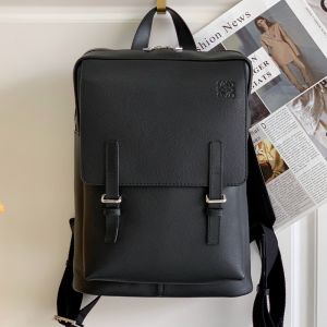 Loewe Military Backpack In Soft Grained Calfskin Black