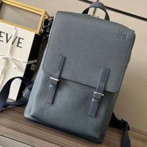 Loewe Military Backpack In Soft Grained Calfskin Navy Blue