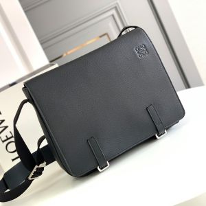 Loewe Military Messenger Bag In Soft Grained Calfskin Black