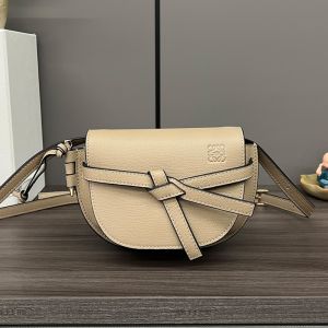 Loewe Mini Gate Dual Bag In Pebble Grain Calfskin Sand