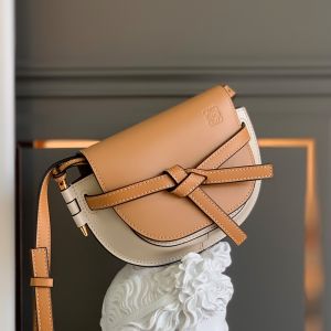 Loewe Mini Gate Dual Bag In Soft Calfskin Apricot/Beige