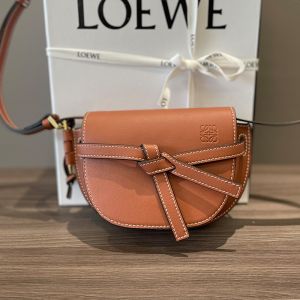 Loewe Mini Gate Dual Bag In Soft Calfskin Brown