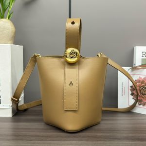 Loewe Mini Pebble Bucket Bag In Smooth Calfskin Brown